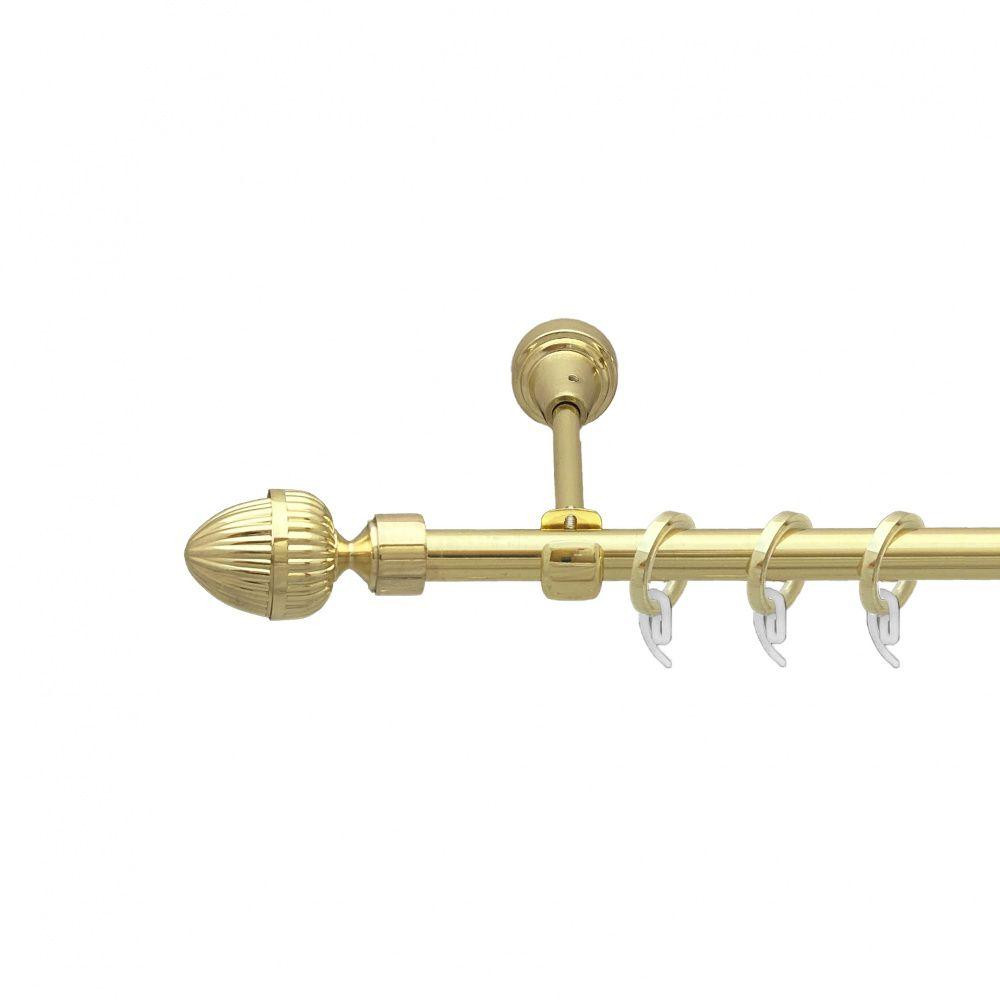 Карниз Orvit Одеон металевий однорядний відкритий гладка труба кільце фасонне металеве  Золото 16 мм 240 см (7751922) Львів - фото 1