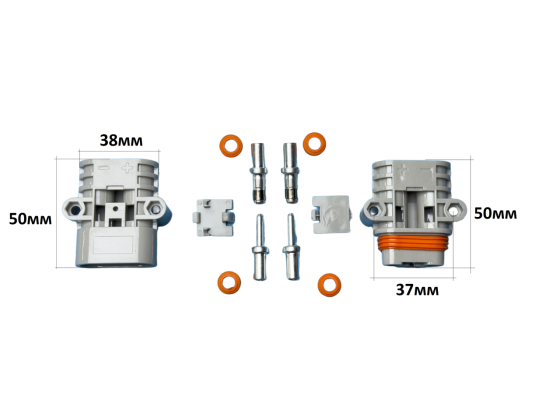 Комплект 2-контактних герметичних силових роз'ємів (мама+тато) під провід 100A 600V Харків