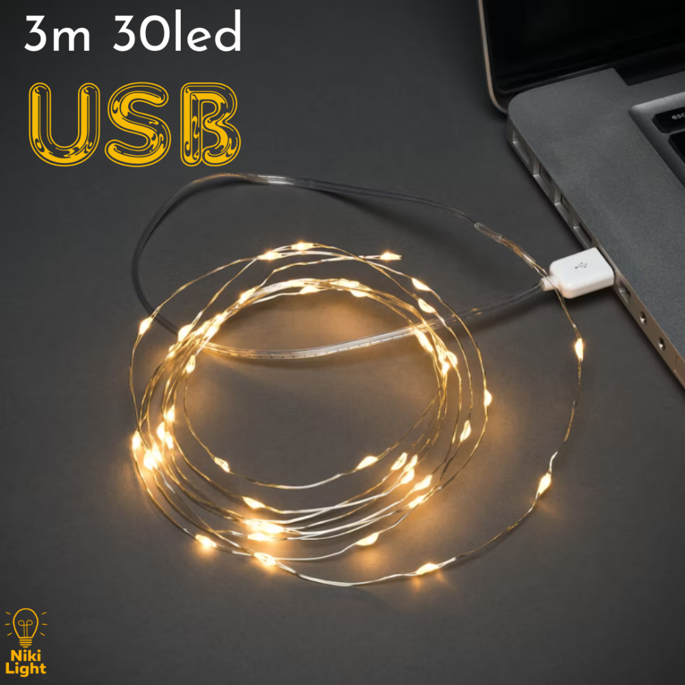 Гірлянда роса 3 метри новорічна гірлянда капля на юсб 30 лед гірлянда від usb тепло біла Київ - фото 2