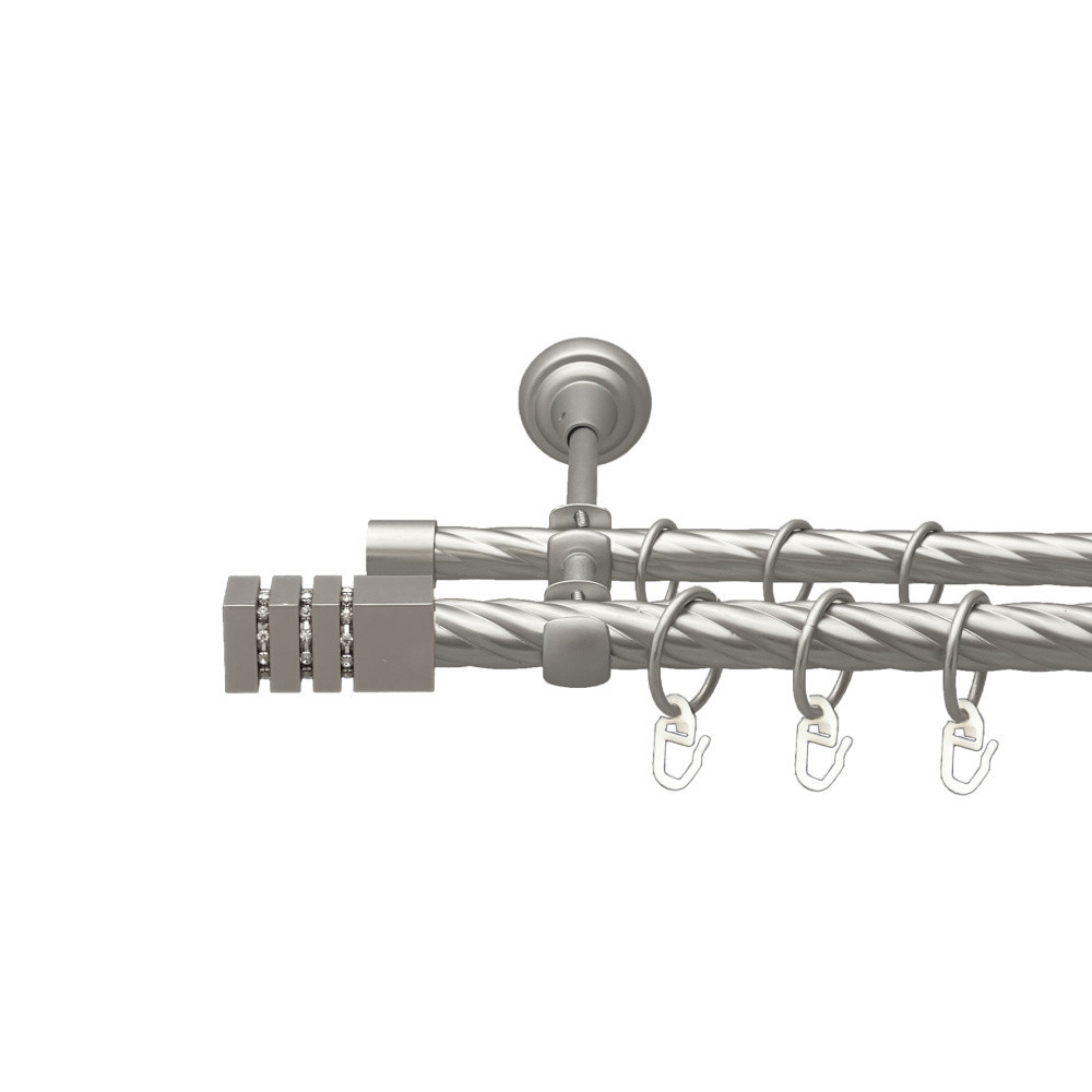 Карниз Orvit Ацтека металевий дворядний відкритий скручена труба кільце металеве Сатин 19\16 мм 300 см Львов - изображение 1