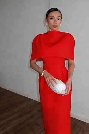 Жіночий елегантний вечірній костюм плаття + накидка костюмка Червоний, 44/46 Одеса