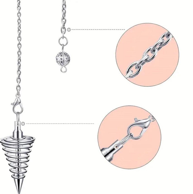 Металевий маятник для ворожіння, медитації та балансування енергії на ланцюжку (4.2 см, колір срібни Київ - фото 3