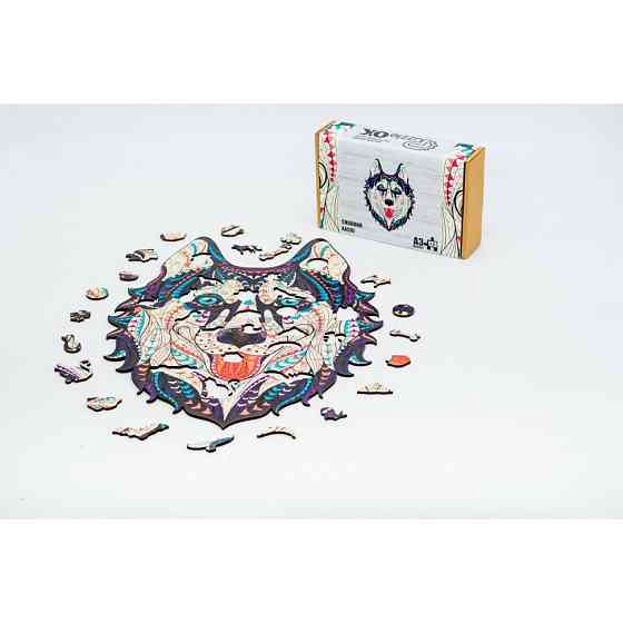 Фігурний дерев'яний пазл A3 "Сніжний хаскі" PuzA3-00902, 123 елемента Вінниця