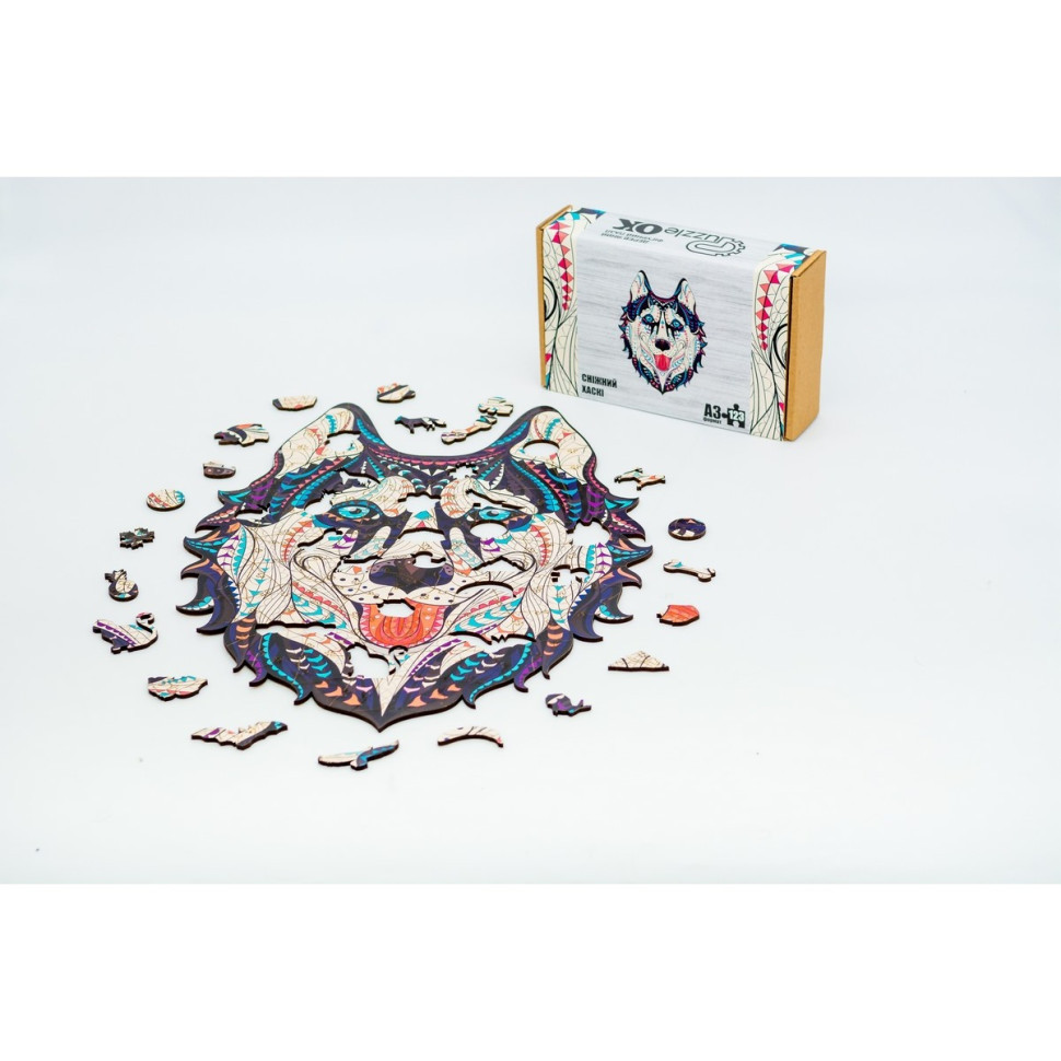 Фігурний дерев'яний пазл A3 "Сніжний хаскі" PuzA3-00902, 123 елемента Вінниця - фото 3