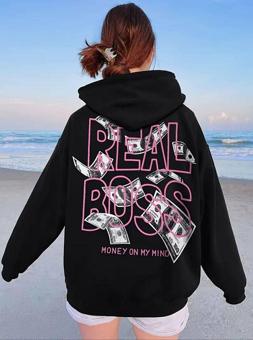 Женское стильное оверсайз худи с принтом тринитка на флисе Одесса - изображение 1