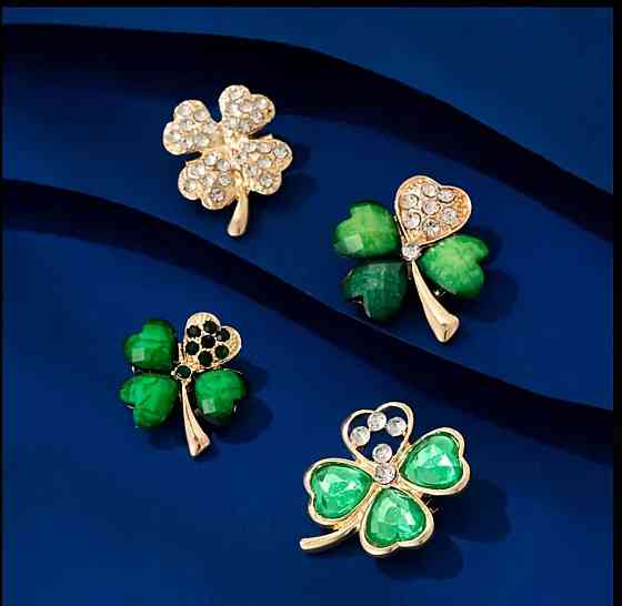 Набір брошок Конюшина удачі – 4 декоративні брошки чотирилисник Київ