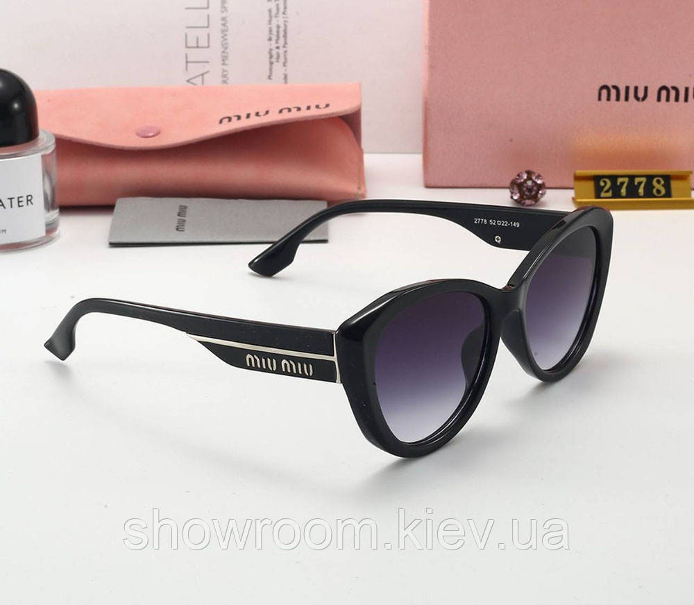 Женские солнцезащитные брендовые очки Miu 2778 black Киев - изображение 3