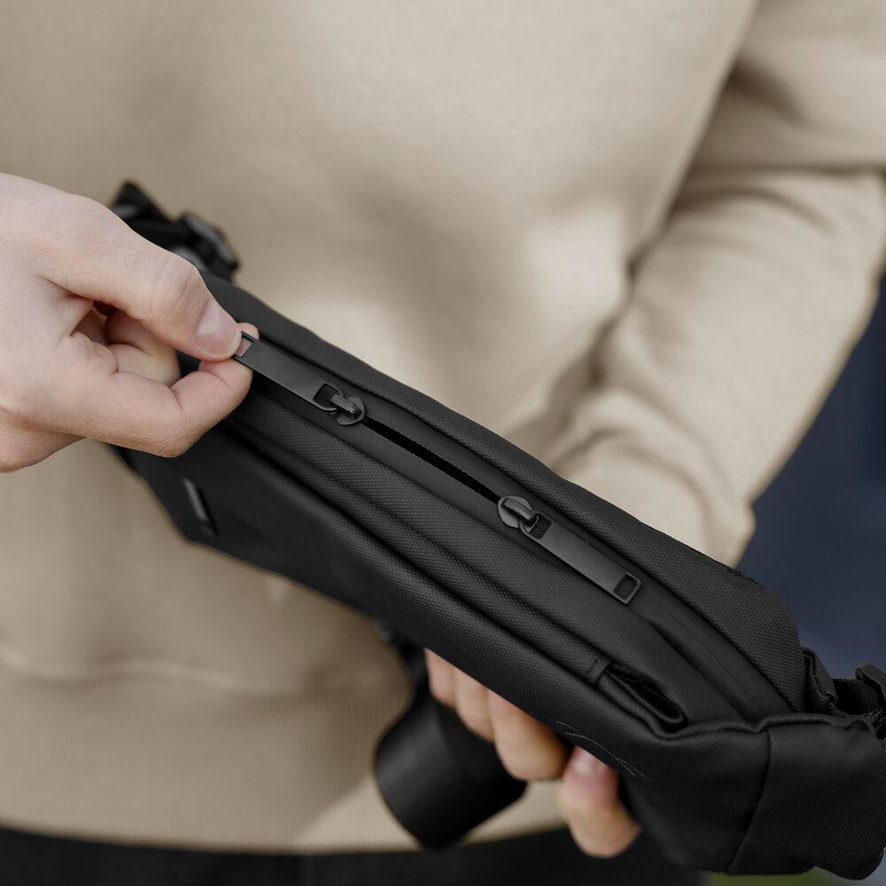 Чоловіча бананка нейлонова сумка чорна Pobedov Just Київ - фото 6