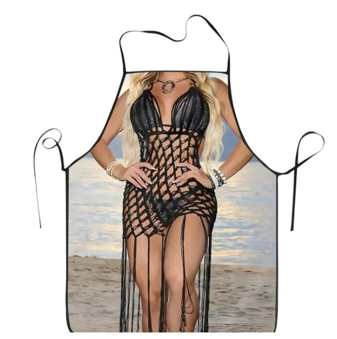 Фартух для жінок з дівчиною в купальнику та у парео 72 на 53 см різнобарвний Київ - фото 1