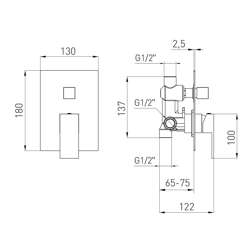 Змішувач прихованого монтажу VOLLE PARDO de la noche на 2 споживачі чорний Київ - фото 2