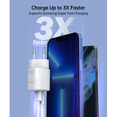 Зарядное устройство Choetech GaN USB-A/USB-C 33W QC3.0/PD/PPS (PD5006-EU-WH) Винница - изображение 5