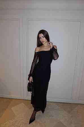 Жіноча приталена максі сукня віскоза + сітка Чорний, 44/46 Одеса