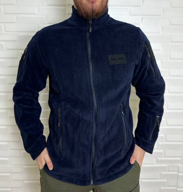 Чоловіча флісова кофта Flas Polar з велкро під шеврони та патчі Синій, L Київ - фото 1