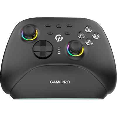 Геймпад GamePro із зарядною станцією BT 5.3/USB/2.4 ГГц (Switch/PC/iOS/Android) RGB Black (GPX13BDOC) Вінниця