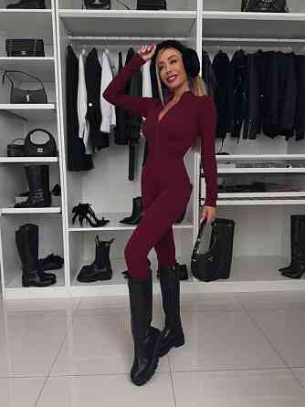 Жіночий теплий облягаючий комбінезон рубчик на флісі Одеса