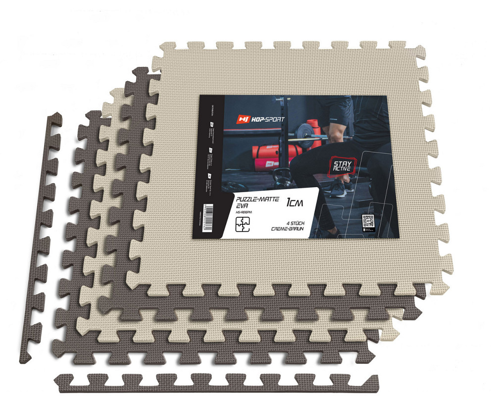 Мат-пазл Hop-Sport EVA 1см HS-A010PM - 4 частин бежево-коричневий Київ - фото 1
