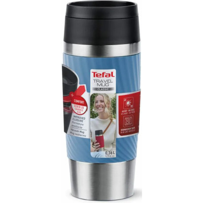 Термокружка Tefal Travel Mug Classic Twist, 360мл, нержавіюча сталь, блакитний (N2024510) Винница - изображение 4