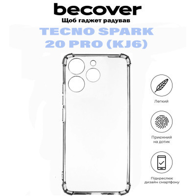 Чехол для мобильного телефона BeCover Anti-Shock Tecno Spark 20 Pro (KJ6) Clear (710856) Винница - изображение 5
