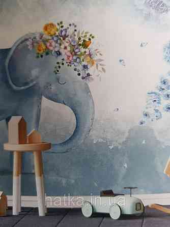 Шпалери вінілові на флізелін дитячі тварини птахи, метелики рослини Київ