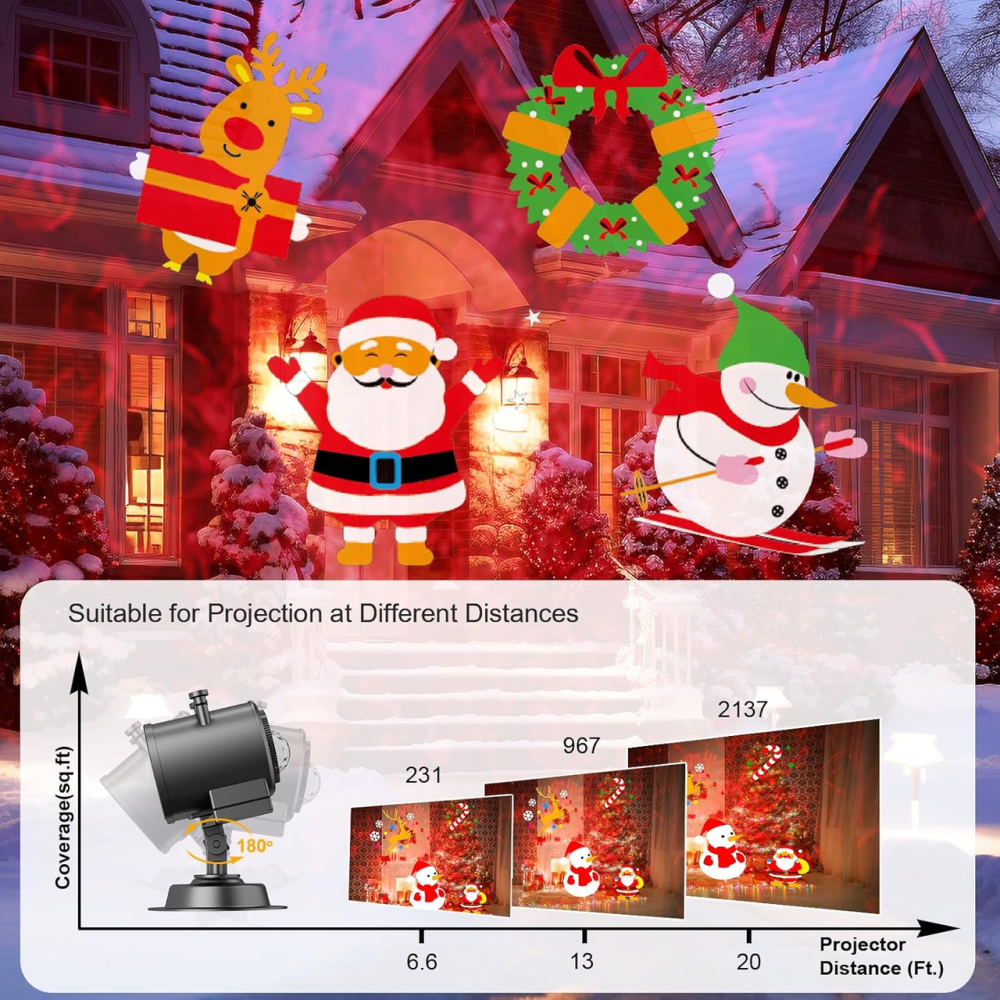 Світлодіодний RGB LED проектор хвиль та святкових візерунків IP64, 19 слайдів, 190 ефектів, пульт ДК, вуличний лазерний декор Київ - фото 14