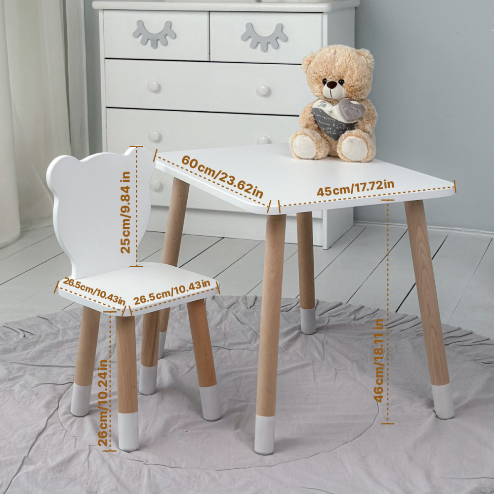 Дитячий комплект: стіл і стілець "Медвежа", білий Київ - фото 1
