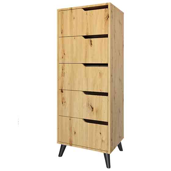 Комод высокий с черными ножками 5 ящиков М-ЗОН Борн 500 Дуб Артизан (MZN-031107) Львов