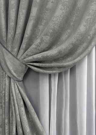 Комплект готових штор VR-Textil Жакард Sultan XO № 1125ш Сірий 100х280 см 2 шт (31-795) Київ
