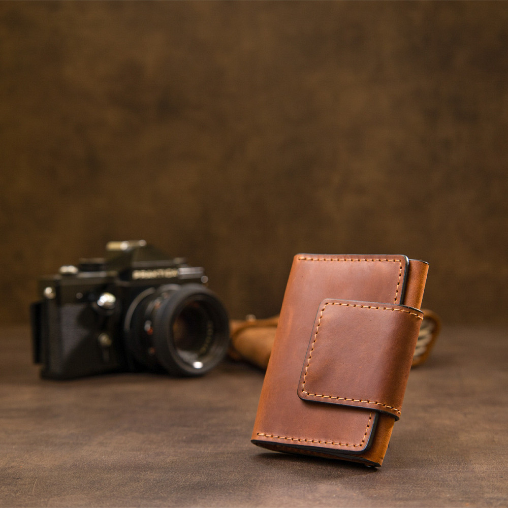 Кожаная винтажная визитница GRANDE PELLE 11406 Коричневый Киев - изображение 3