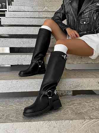 Зимові жіночі чоботи натуральна шкіра на низькому ходу чорні теплі 1020 р. 37-40 5704 Коломыя
