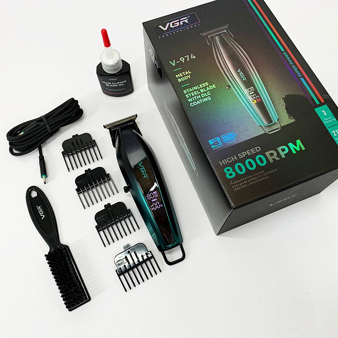 Многофункциональная аккумуляторная машинка для стрижки VGR V-974, Триммер для стрижки волос мощный PO-30 Львов - изображение 9