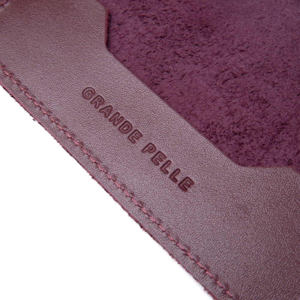 Матова шкіряна обкладинка на паспорт GRANDE PELLE 11482 Бордовий Київ - фото 6