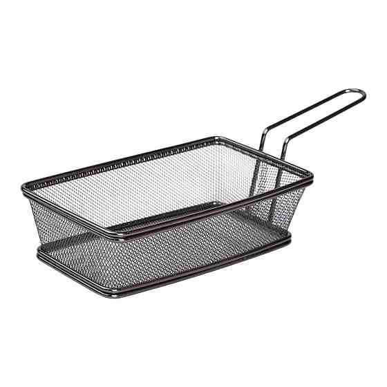 Корзина сервировочная 21×11.5×5.5 см для подачи картофеля фри и снеков с ручкой Черная HP-19-11-B Киев