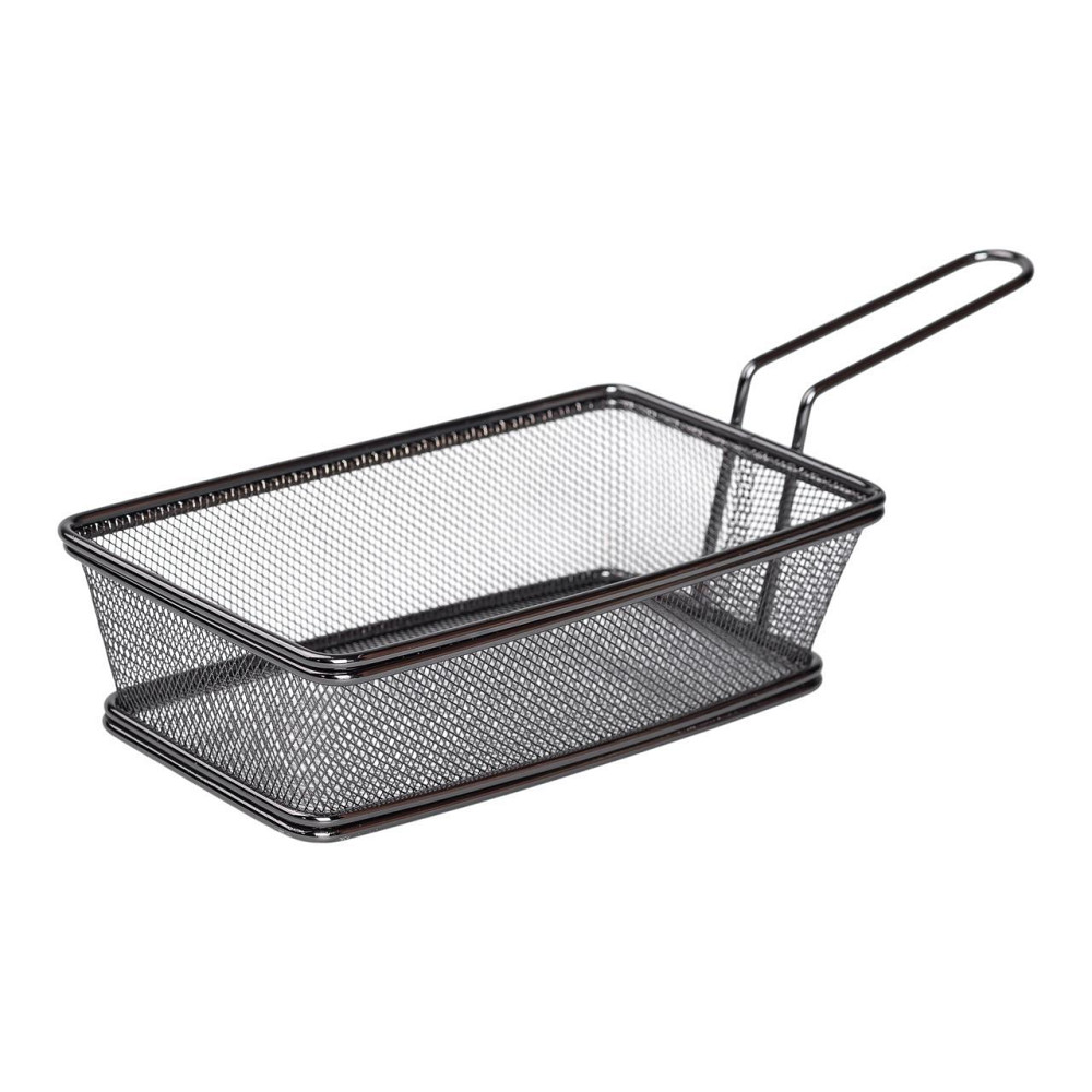 Корзина сервировочная 21×11.5×5.5 см для подачи картофеля фри и снеков с ручкой Черная HP-19-11-B Киев - изображение 1