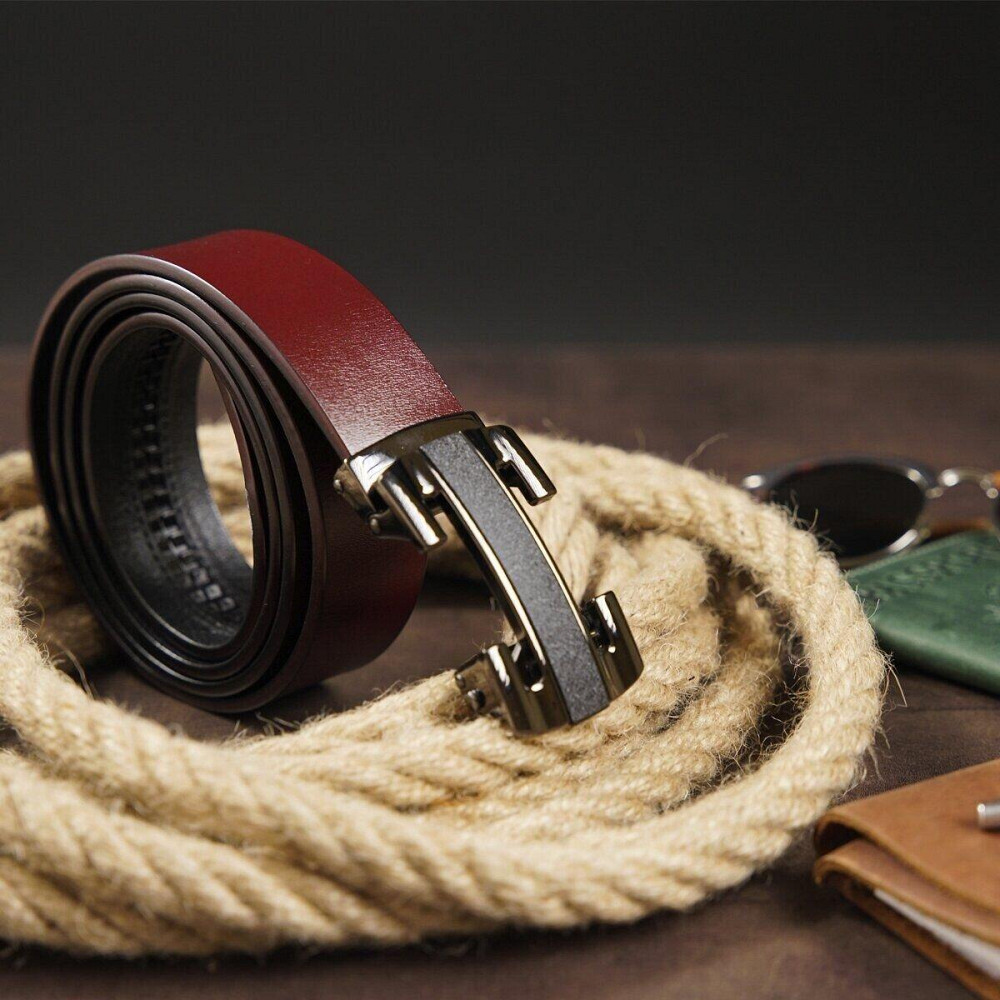 Ремень мужской с пряжкой уголки Vintage 20261 Коричневый Киев - изображение 7