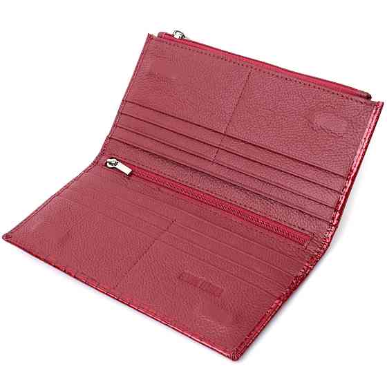 Лакированный яркий кошелек с фактурой под рептилию из натуральной кожи Красный (ST Leather) Киев