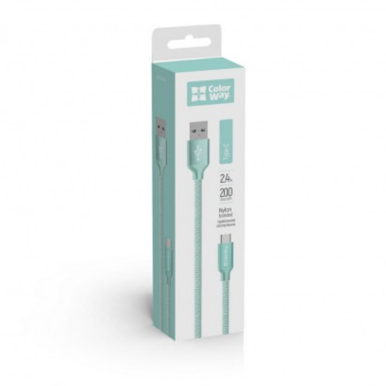 Кабель USB Type-C ColorWay CW-CBUC008-MT 2,4A 2м м'ятний Житомир