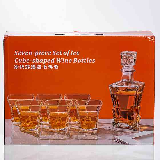 Yiwu Набір для напоїв графин та 6 склянок для напоїв із товстого скла прозорий 64486-26 Киев