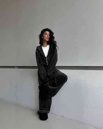 Женский повседневный трендовый велюровый костюм Черный, 46/50 Одесса