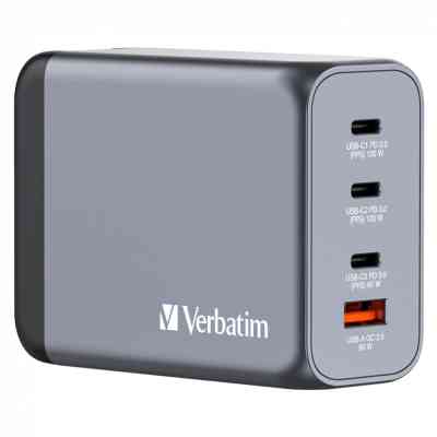 Зарядное устройство Verbatim GaN 200 W 4 ports (2xUSB-C-100 W,USB-C-65 W /USB-A -3.0) (32204) Винница