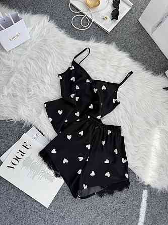 Женская базовая повседневная домашняя шелковая пижама с кружевом Одесса