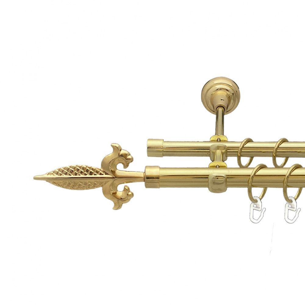 Карниз Orvit Генуя металевий дворядний відкритий гладка труба кільце металеве Золото 19\16 мм 200 см (00-00012979) Львів - фото 1