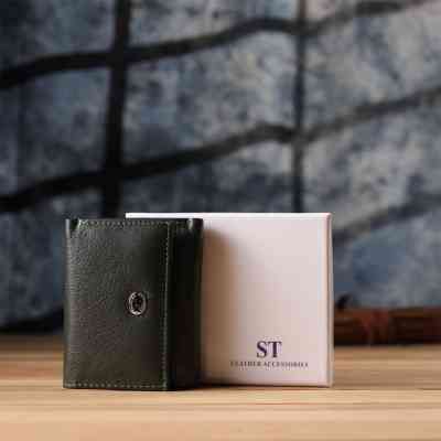 Гаманець ST Leather З натуральної шкіри Зелений (23083) Вінниця