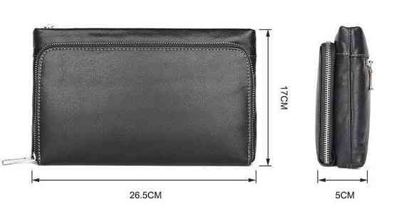 Барсетка чоловіча в гладку шкіру Чорна (Vintage) Київ