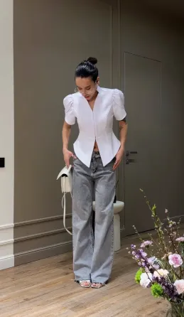 Женская куртка с чёрно-белым пеплум Одесса