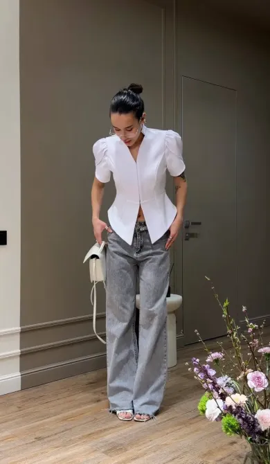 Женская куртка с чёрно-белым пеплум Одесса - изображение 2