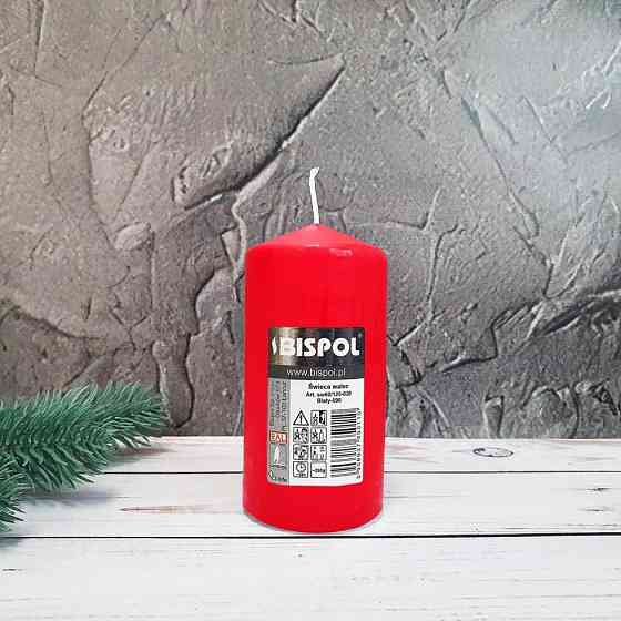 Свічка столова циліндр Bispol AURA Candles sw60/120-030 Червонй Луцк
