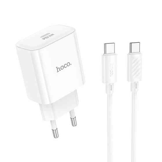 Мережевий зарядний пристрій з кабелем HOCO C76A Pro Majestic single port PD30W charger set (Type-C to Type-C)(EU) White Одеса