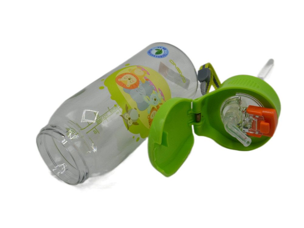 Пляшка для води CASNO 400 мл KXN-1195 Зелена (Малята-звірята) з соломинкою Київ - фото 6