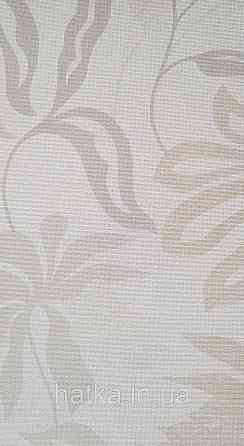 Шпалери вінілові на флізеліні Grandeco Universe метрове листя монстери жовті бежеві на білому Київ