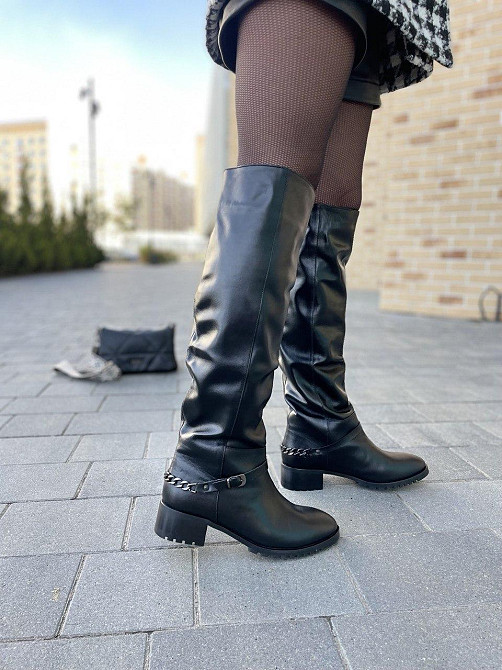 Valiente Чоботи жіночі VALIENTE чорні натуральна шкіра висота 46см обхват 35-36см розмір 38р. ( Коломия - фото 9